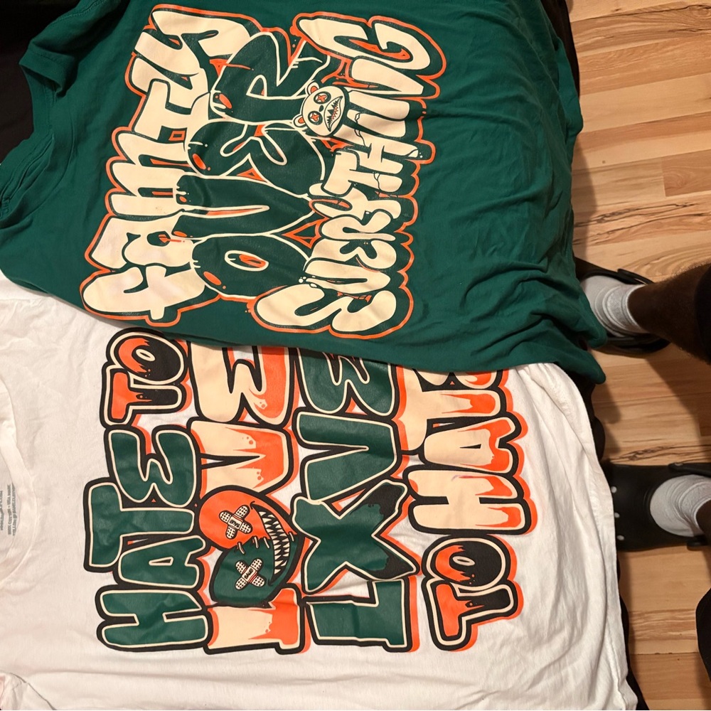 Green and White Graphic T-Shirts. Perfect for Jordan 4 pine green